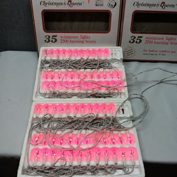 VTG XMAS Lights Petal Reflectors Indoor Outdoor 70 PINK Set NEW 70s 80s RARE - Picture 1 of 9